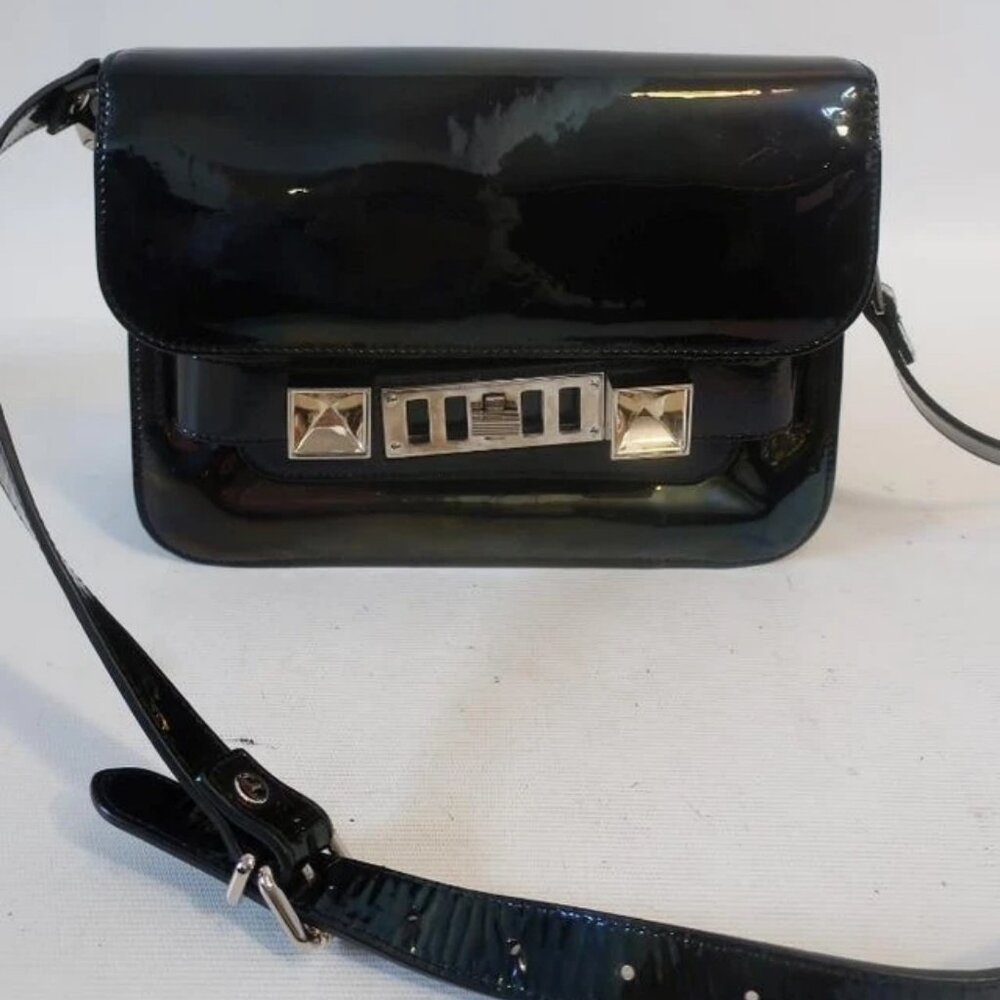 Authentic Proenza Schouler PS11 Black Holographic Patent Leather Shoulder Bag - Picture 4 of 16